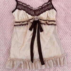 Lm Lulu paris babydoll beige & black cami